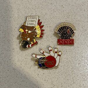 LOT OF 3 VINTAGE BOWLING ENAMEL PIN ASSORTED